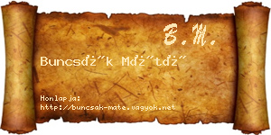 Buncsák Máté névjegykártya
